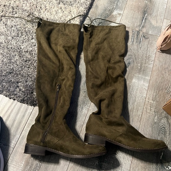 Knee-High Faux Suede Boots - Picture 1 of 5